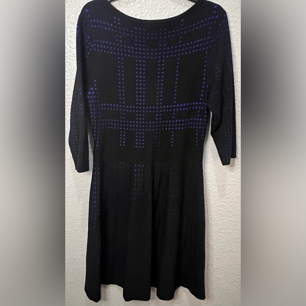 Lane Bryant 14/16 Black Cobalt Blue Sweater Dress - Picture 2 of 7